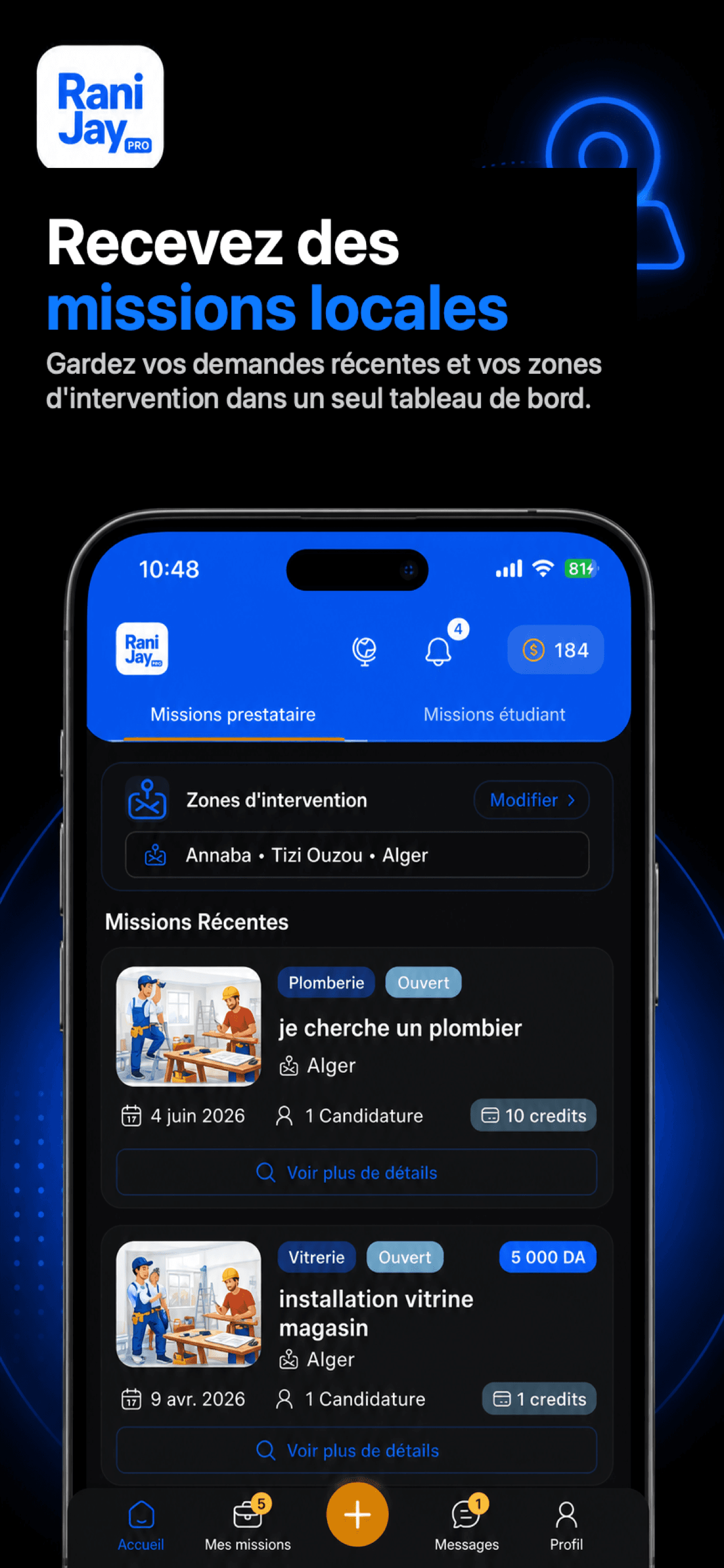 Aperçu App Store de l'application Rani Jay Pro côté prestataire